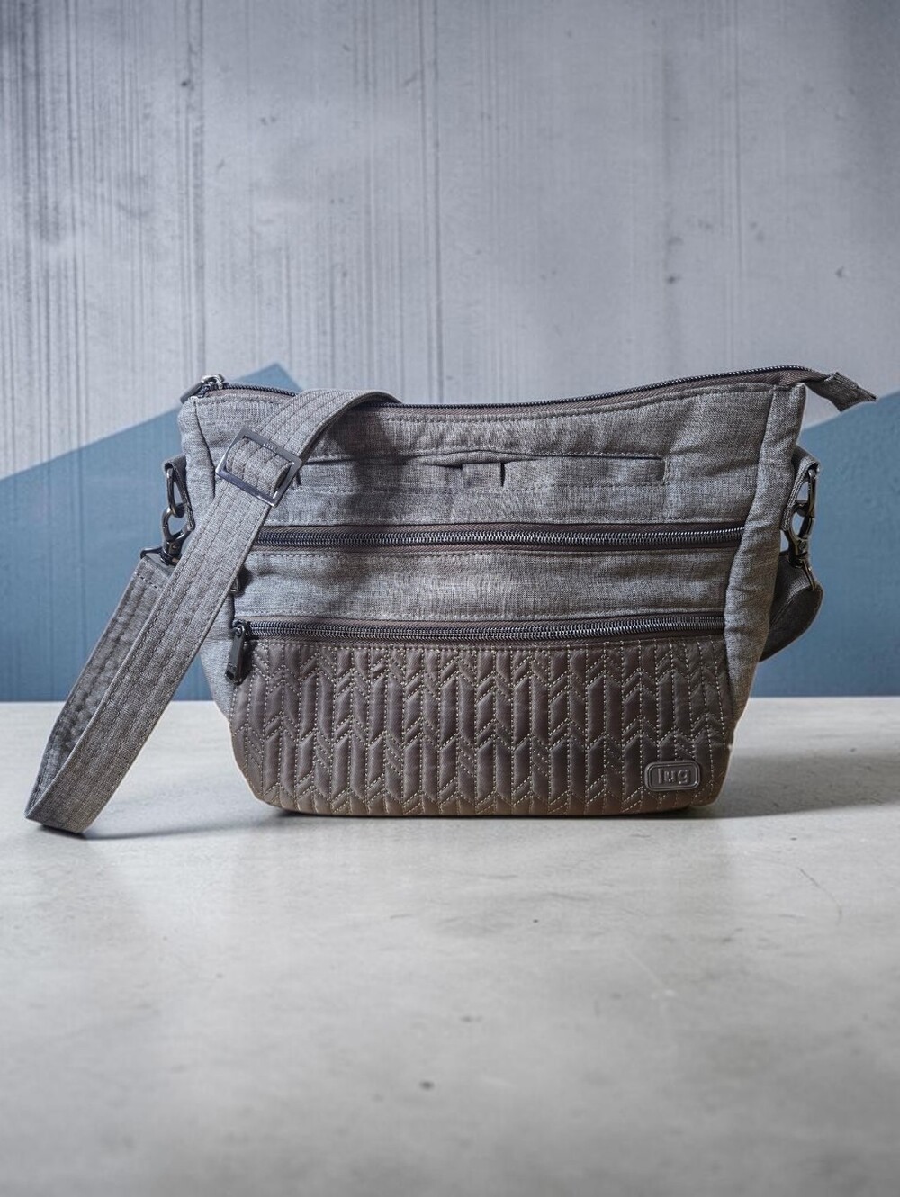 Lug Quilted Crossbody Bag in Gray